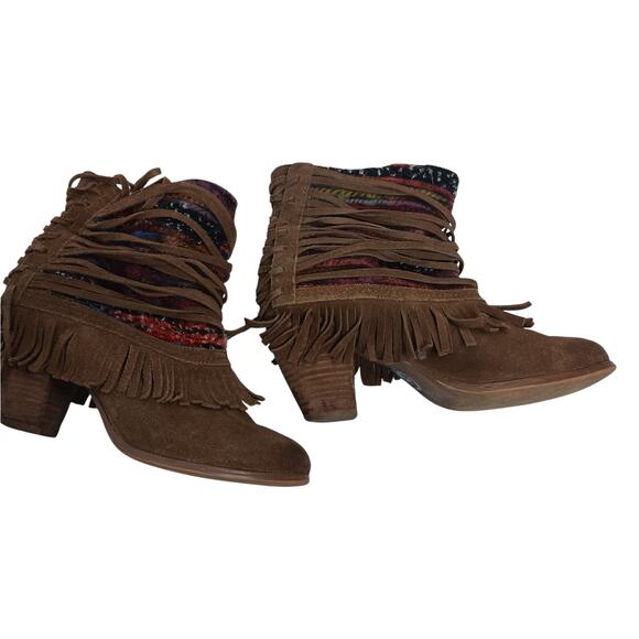 Naughty Monkey Tallyho Fringed Leather  Booties Size 8 - Picture 2 of 9